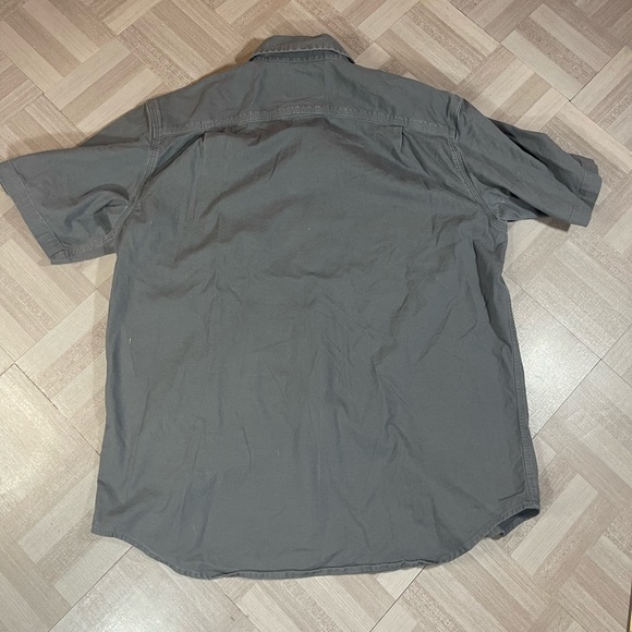Carhartt Shirt Men's Large Grey Black Rugged Flex Midweight Canvas Short Sleeve - Picture 9 of 9
